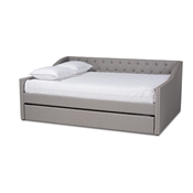 Baxton Studio Haylie Modern and Contemporary Light Grey Fabric Upholstered Full Size Daybed with Roll-Out Trundle Bed